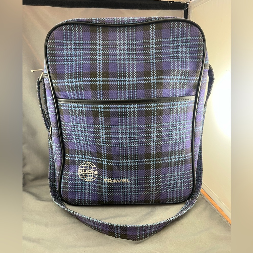 Vintage Kuoni Travel Purple Plaid Unisex  Bag with Shoulder Strap
